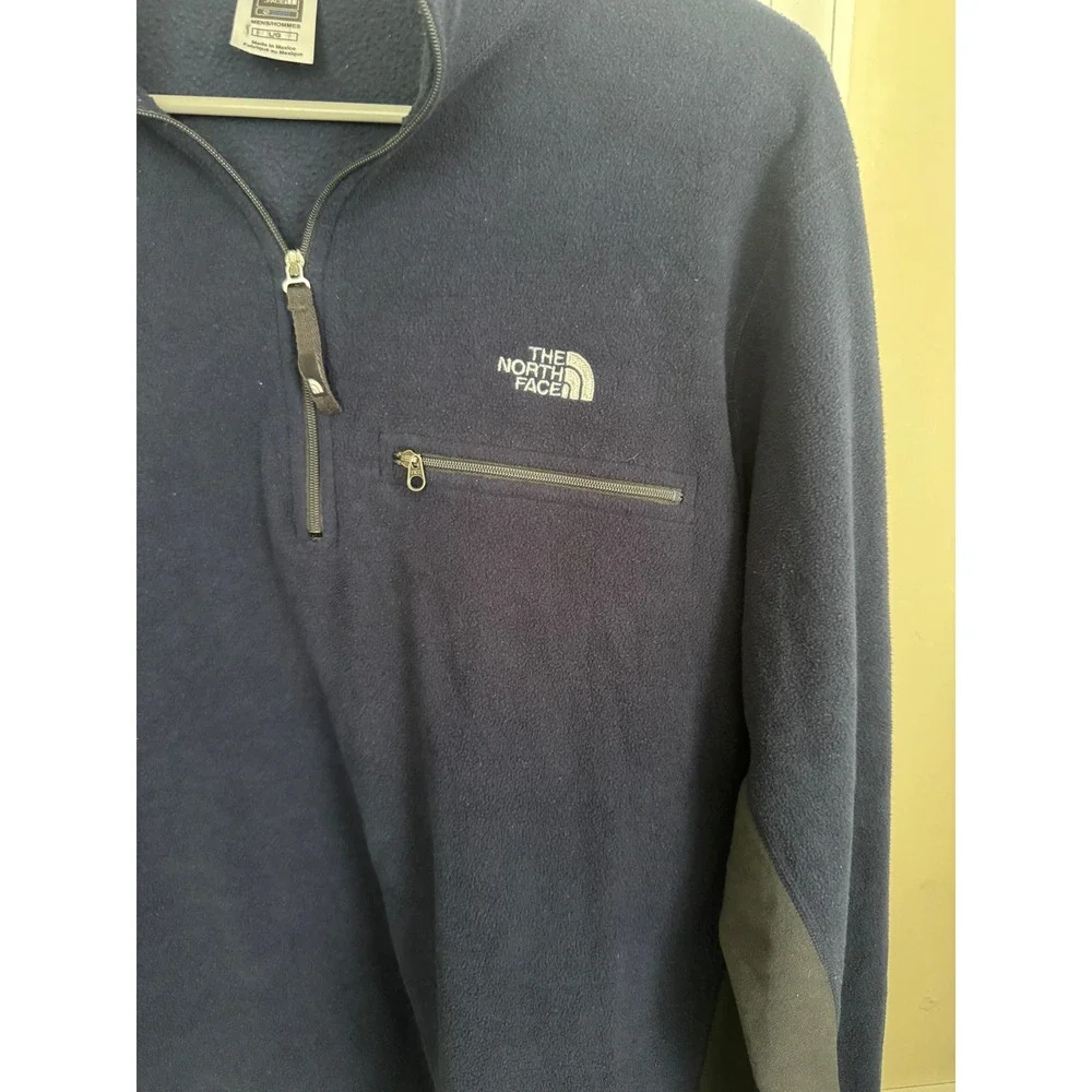 The North Face Fleece Pullover Mens L Navy Blue Flight Series Polartec 1/4 Zip‎